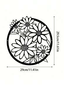 1 Stück Eisen Chrysantheme Wandskulptur - Eisen Blumen Wandkunst Dekoration, Innen Außen Garten Hof Wandkunst, Wohnzimmer Balkon Zaun Akzent