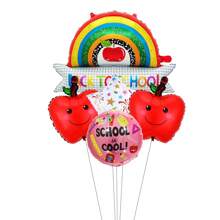 5pcs Back To School Theme Foil Balloons Set, Backpack & Stationery Shape Balloons For Back To School Decorations, Classroom & Campus Decor