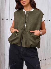 DEEKA Nouveau printemps été Femmes Gilet sans manches effet velours