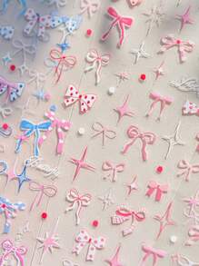 2 piezas de pegatinas de arte de uñas 3D de jalea, lindos dulces de cereza, moño, conejo - con brillo, inodoro, de plástico, para el cuidado de manos y pies, decoraciones de arte de uñas DIY, adecuado para uñas DIY diarias, fundas de teléfono, diarios, preferido por mujeres y niñas
