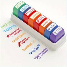 1 Set Of Reward Seals, Teacher Seals, Automatic Ink Incentive Color Sets, Work Grading Teacher Equipment, Storage Tray, Suitable For School Classrooms And Home Assistants, Color Seals - 1 cái - Xem 5