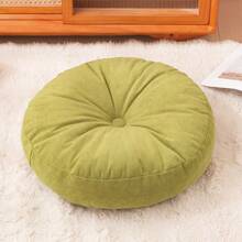 1 pieza Almohada redonda capitoneada de chenilla - Cojín grande para meditación para adultos, Tapete de yoga de poliéster brillante, Cojín para banco/silla de ventana, Uso multipropósito con bandeja para lectura