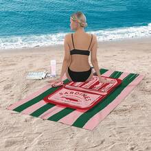 1 pièce Serviette de plage à séchage rapide en forme de sardine - Douce, absorbante, légère, avec un design amusant de boîte de conserve de sardine. Parfaite pour la natation, le surf, le camping et les accessoires de voyage. - Rose bonbon - Voir 7