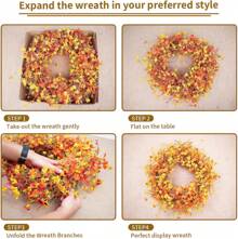 24-26 Inch Large Fall Wreath For Front Door Wreath Decoration, Orange Grey Fall Wreath With Sunflowers, Fall Door Wreath With Daisies, Farmhouse Fall Wreath For Thanksgiving Harvest, Outdoor Indoor, Fall Harvest Wreath Decoration, Wreath Decoration