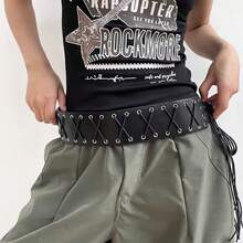 2 buc Centură Retro Y2K Sexy cu Franjuri și Șireturi, Centură care Accentuează Șoldurile pentru Femei și Bărbați, Potrivită pentru Zilnic și Sărbători precum Halloween Vara, Școală Toamna, Toamna, Halloween - Negru - Vizualizare 3