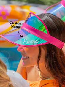 Personalized Monogrammed Holographic Beach Hats, Custom Bachelorette Party Gift Hats, Last Minute Swing Gifts, Pool Malibu Beach Hats, Custom Bridesmaid Sun Hats, Custom Ladies Sun Hats, Custom Beach Hats