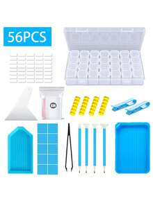 Juego de pintura de diamantes azul 5D - Juego de manualidades DIY completo, equipado con herramientas multifuncionales, cajas de bordado, bolígrafos ajustables, accesorios de precisión y soluciones de almacenamiento, materiales de plástico que incluyen bolígrafos de punta de diamante, pinzas, pegamento y bandejas de plástico, adecuado para regalo de vacaciones DIY para adultos - Azul - Ver 7