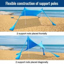 Beach Tent Canopy Sun Shade, UPF50+ Portable Beach Shade Tent, Beach Shade Canopy With Sandbag