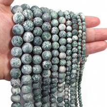 1pc Natural Matte Blue Dot Stone Round Beads, Multiple Sizes Optional 4/6/8/10/12mm, DIY Jewelry Making, Bracelets, Necklaces, Pendants, Crafts Accessories