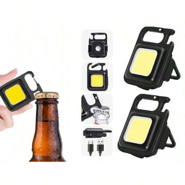 Mini Lanterna LED de Bolso com Abridor, USB Recarregável e 3 Modos – Ideal para o Dia a Dia