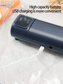1pc USB Rechargeable Vacuum Sealing Machine, Food Packaging Device, Auto Vacuum Sealer For Foods, Meats, Fruits, Vegetables, Portable Vacuum Sealer Kit With 10 Bags, Ideal For Kitchen & Outdoor Picnic, Perfect Gift