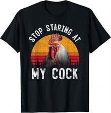 Ropa con Humor Camiseta | Diseño de Gallo "Deja de Mirarme", Estilo Rural y Desenfadado | Para Momentos Divertidos, 100% Algodón 220g - Negro - Ver 1