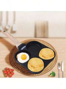 Frigideira Multifuncional Antiaderente 4 em 1 Ovos Hambúrguer Omelete Com Alça De Madeira