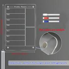 Panneau de menu magnétique transparent en acrylique pour la cuisine et le réfrigérateur - Calendrier de plan de repas hebdomadaire, boîte de rangement pour réfrigérateur, matériau PMMA durable, convient aux adultes, boîte de rangement et de stockage pour réfrigérateur