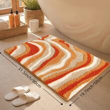 Summer Style Bathroom Rugs,Soft And Absorbent Bath Mats Non-Slip Backing Shower Rug,Machine Washable, Bathroom, Kitchen And Entryway Home Decor,Sea Beach Starfish Shell Bath Floor Mat,22"X34" - Orange - View 3