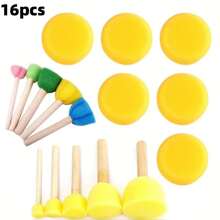 Set de 16 herramientas de pintura, esponja de limpieza con estampado de flores, herramienta de sello y estampado, materiales DIY para grafiti con cabeza de champiñón