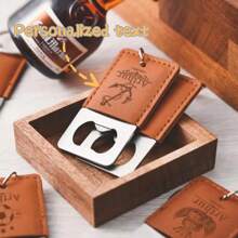 1pc Personalized Leather Bottle Opener, Groomsman Gift, Creative Groomsmen Gift, Wedding Gift, Engraved Bottle Opener Keychain, Custom Bottle Opener Keychain, Logo Bottle Opener, Bottle Opener Keychain, Gifts For Boyfriend, Gifts For Him, Birthday Gift