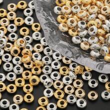 3mm/4mm/5mm Mixed Color Round Spacer Beads (Gold, Silver, KC Gold, White K), Smooth Alloy Spacer Beads For DIY Jewelry Making, Necklace Bracelet Earrings Pendant Charms