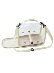 Tragbare Haustier-Reisekäfig/-Tragetasche (mit Tablett), transparente Vogelkäfig-Umhängetasche, atmungsaktiv & bequem, geeignet für Vögel, Papageien, Kakadus und kleine Reptilien, mit Sitzstange und weichem Pad