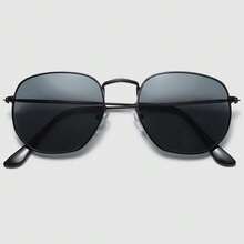 1 件装复古金属圆框时尚眼镜，超大尺寸，适合男士 - 黑色 - 查看 2