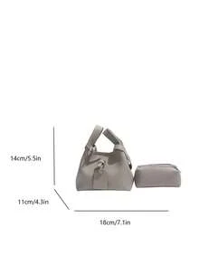 Small Batch Design Casual Versatile Minimalist Fashion PU Texture One Shoulder Oblique Handbag Tote Bucket Bag Ladies Outdoor Handbag, High-End Quality Retro Messenger Bag