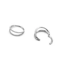1 pieza Aro de septum con bisagra de doble cristal de CZ, de acero inoxidable hipoalergénico de 16G, con cierre, para perforaciones nasales, joyería para piercings corporales como labio, ombligo, pezón, de 8 mm y 10 mm, para mujeres y hombres