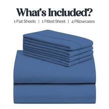 Slay Your Sleep: Cloud-Soft Cooling Bamboo Blend Sheets – 6-Piece Set W/ Deep Pockets – Breathable, All-Season Bedding, No Wrinkles, No Stress, Cozy Vibes Only – Twin, Full, Queen, King, Cal King - 霧霾藍 - 查看 3