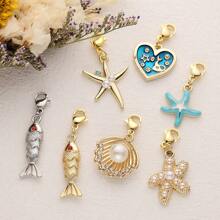 1PC Fashionable And Exquisite Lobster Buckle Pendant With An Ocean Theme, Featuring Elements Of Conch, Shell, Starfish,Suitable For Jewelry Making Key Chain, Bracelets, Phone Chains, Bag Chains, Suitable For Daily Wear, And A Thoughtful Gift For Friends And Lovers