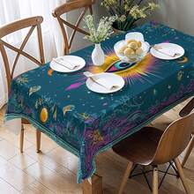 1块眼睛图案桌布，现代风格算命/塔罗牌主题桌布，适用于厨房和餐厅装饰、派对和节日装饰，室内/室外均可使用。有圆形和矩形尺寸可选，涤纶材质