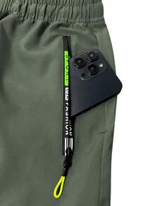 Men's Casual Cargo Pants With Drawstring Waist, Zipper Pockets, Lightweight Spring/Summer Long Pants, Suitable For Running, Training, Outdoor Activities - Army Green - View 7