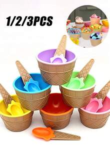 1/3/6pcs Ice Cream Mixing Bowl Set Spoon - , Easy To Clean, Cute DIY Ice Cream Bowl