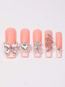 1box Cute Nail Drill Pink Heart Magic Wand Nail Jewelry Sets - Nail Art Jewelry Sets And Nail Technique Supplies That Nail Artists Must Have For Women And Girls Diy Glamorous Nail Art Decorations, Explore The Charm Of Nails