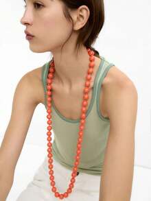 1 件波西米亚风格圆形几何亚克力珠绳结女式多层长项链，百搭礼物 - 長款打結珠子項鍊 - 查看 4