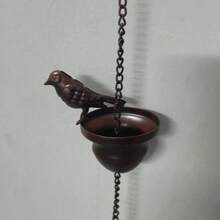 Vintage Metal Bird Rain Chain - Rustic Outdoor Garden Decor, Dual-Bird Design With Antique Bronze Finish, Easy-To-Hang On Gutter, Perfect For Patio & Yard, No Power Required, Outdoor Decor