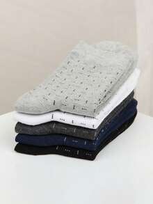 10 Pairs Men's Geometric Pattern Knitted Business Casual Mid-Calf Socks, Random Color (No Gift Box), Fall - Multicolor - View 5