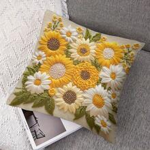 2pcs Sunflower Floral Pattern Single-Sided Printed Pillow Covers, Soft & Comfortable Polyester Cushion Cases, 45 X 45 Cm, With Zipper Closure, Machine Washable, Suitable For Home Decor, Sofa, Bedroom, Outdoor Etc. (Without Pillow Insert) - Multicolor - View 5