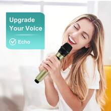 Micrófono inalámbrico recargable y receptor, sistema de micrófonos dinámicos de mano con botón de eco/silencio, para karaoke, reuniones, fiestas