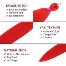 Neon Green Braiding Hair Pre Stretched 2 Packs Box Braids Hair Extensions 26 Inches Synthetic Pre Stretched Braiding Hair - Red - View 4