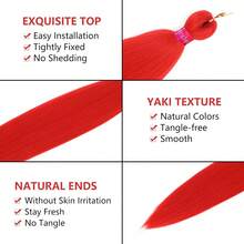Neon Green Braiding Hair Pre Stretched 2 Packs Box Braids Hair Extensions 26 Inches Synthetic Pre Stretched Braiding Hair - Red - View 7