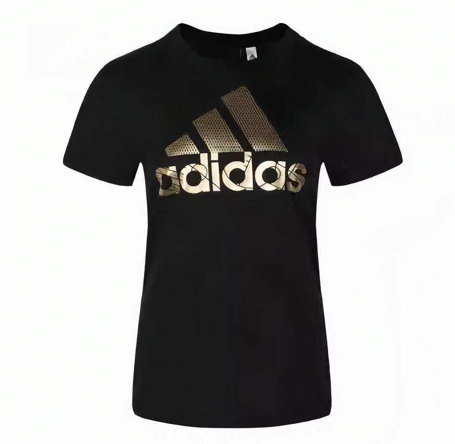 Adidas 女款夏季舒適透氣跑步健身休閒運動短袖T卹 - 黑色 - 查看 1