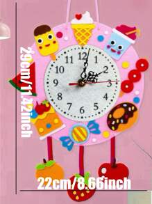 Reloj de fieltro DIY hecho a mano de material no tejido, reloj hecho a mano, reloj casero, colgante decorativo, herramienta de enseñanza para reconocimiento del tiempo