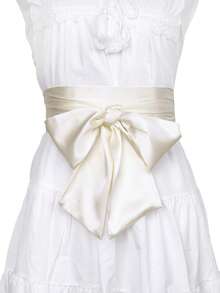 1 件纯色优雅复古雪纺蝴蝶结腰带，波西米亚风格，适合万圣节 - 雪紡款 - 查看 3