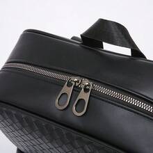 2025 New PU Woven Texture Backpack, Unisex College Student Backpack, Casual Backpack, Korean Style Simple Outdoor Travel Bag Large Capacity Bag