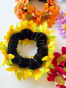 波西米亚纯色仿布雏菊花发带，弹力发带，适合发髻、马尾发夹