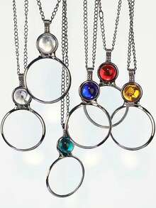 独特的礼物，放大镜项链礼物放大镜项链，阅读阅读报纸魅力放大镜，送老人挂链饰品好礼物 - 彩色 - 查看 16