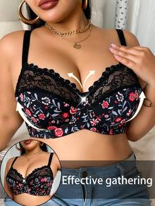 Plus Size Women Fashionable Underwire Bra, Lift - Black - View 3