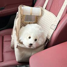 1PC Versatile Pet Carrier Bag - Pink Polyester Travel Bag With Zip Closure, Detachable Shoulder Strap For Small Pets, Fits Suitcase, Ideal For Car & Outdoor Use.