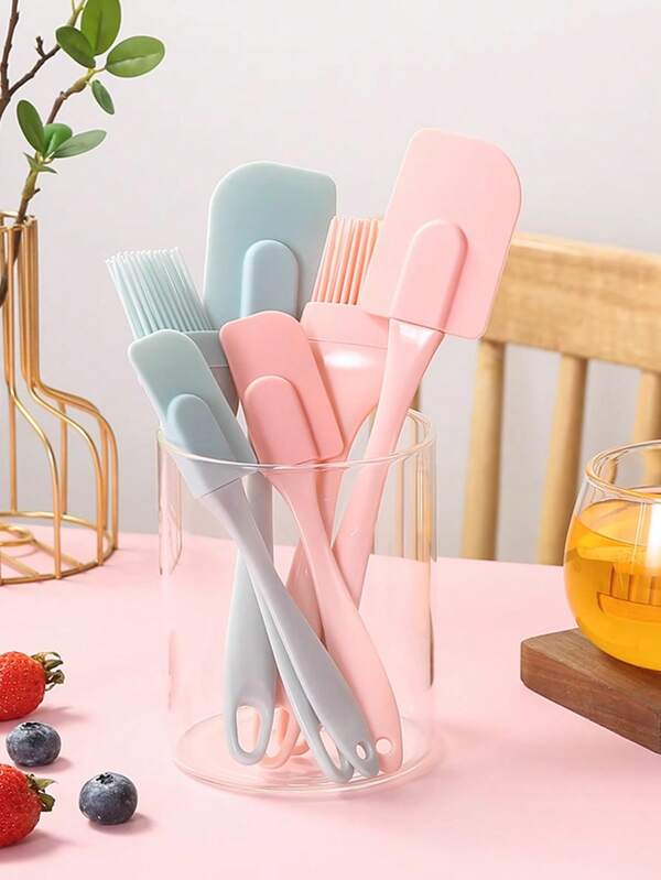 Set de 3 espátulas de silicona para crema, DIY, pan, pastel, mantequilla, mezcladora, brocha de aceite, brocha antiadherente para hornear, herramientas de cocina para hornear