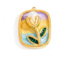 不锈钢 18K 镀金油滴花园心形甜美粉色珠宝制作吊坠套装，适合 DIY 项链、手链、耳环