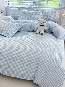 4pcs/Set Bedding Set, Dormitory/Bedroom Use, Double-Sided Printed Design, 1pc Duvet Cover + 1pc Bedsheet + 2pcs Pillowcases, Warm, Soft, Skin-Friendly, Fade-Resistant, Antibacterial